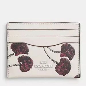 🍒New Coach Slim Id Card Case With Cherry Print